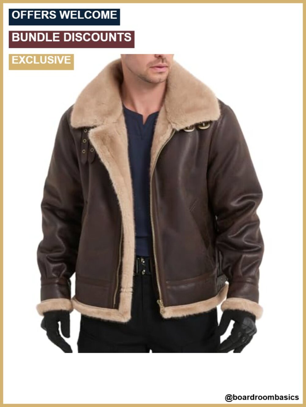 Faux Leather Bomber Jacket Faux Shearling Lined Cosplay Winter Coat